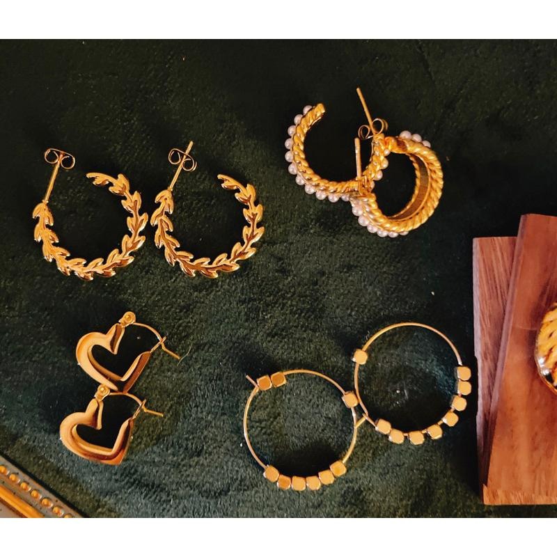 【羅馬時尚】CityCape©這座城飾۞歐美網紅ins新款18K金C圈形不銹鋼月桂葉耳環設計感時尚百搭秋冬新品推薦耳飾-細節圖4