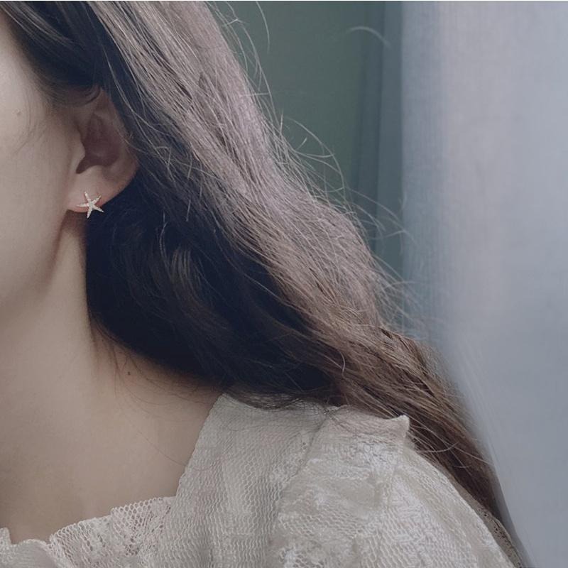 【哥本哈根童話】CityCape©這座城飾۞INS風小小海星~小巧精緻閃亮s925銀針耳釘耳環女設計感秋冬耳飾-細節圖2