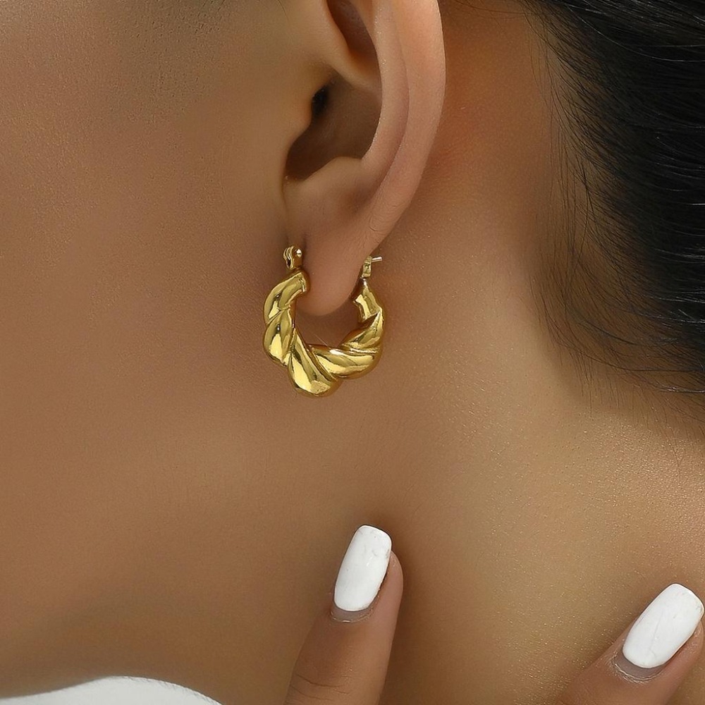 【鎏金歲月】CityCape©這座城飾۞韓國爆款｜氣質麻花牛角｜螺旋藝術耳扣｜時尚輕奢小眾設計款網紅耳環秋冬新品禮物交換-細節圖2