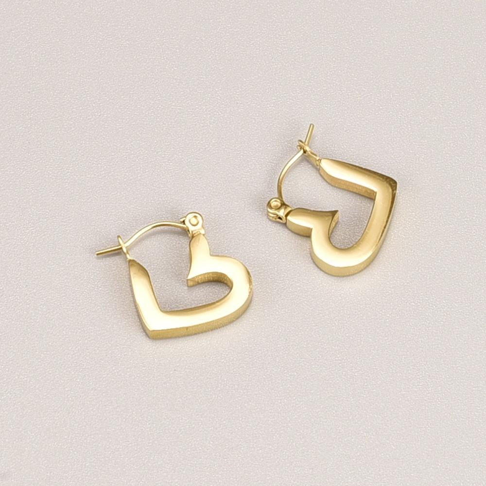 【燦金時尚】CityCape© 這座城飾 ۞小紅書歐風復古款熱銷推薦愛心光面金色街頭百搭文藝通勤18k金耳環鈦鋼新品熱銷-細節圖6