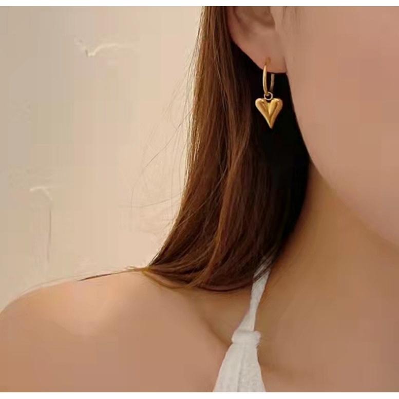 【里昂浪漫】CityCape©這座城飾۞金色立體桃心大愛心吊墜耳環時尚復古甜美性感個性金色不銹鋼耳環秋冬上新雙11必買-細節圖3