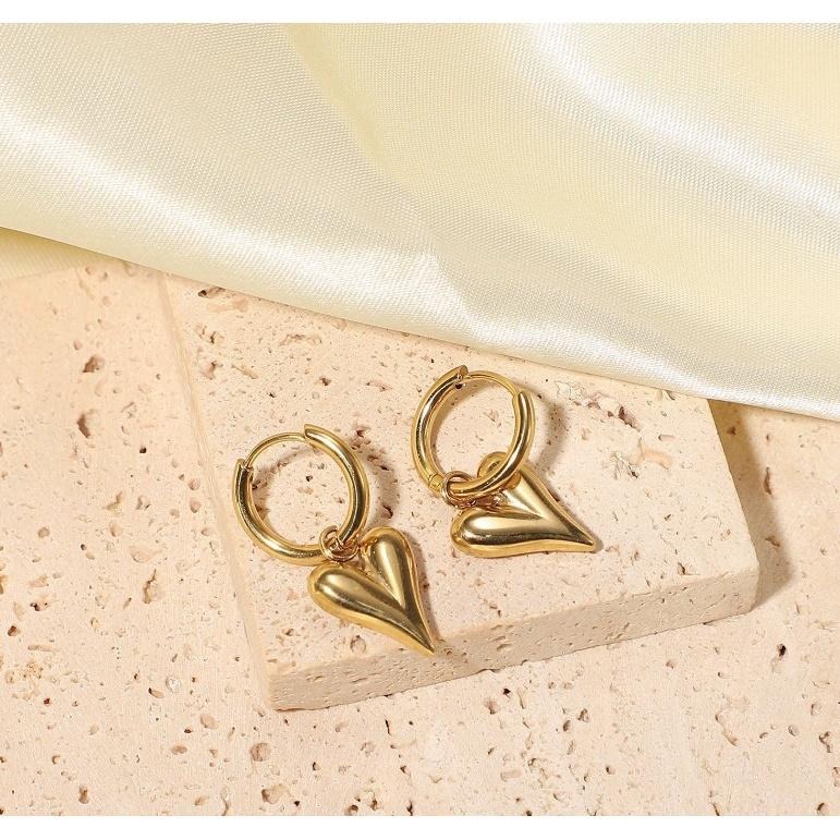 【里昂浪漫】CityCape©這座城飾۞金色立體桃心大愛心吊墜耳環時尚復古甜美性感個性金色不銹鋼耳環秋冬上新雙11必買-細節圖4