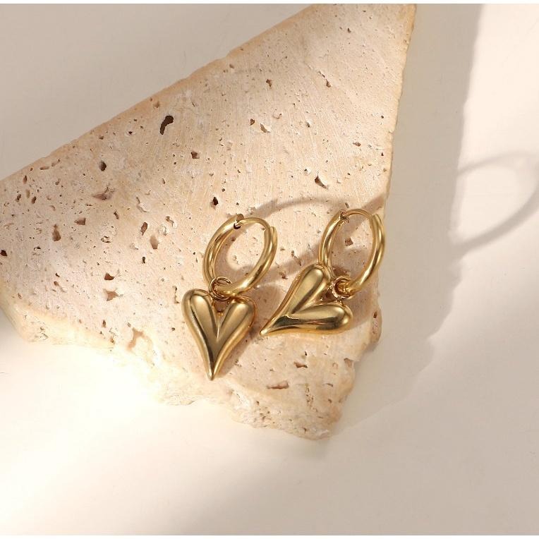 【里昂浪漫】CityCape©這座城飾۞金色立體桃心大愛心吊墜耳環時尚復古甜美性感個性金色不銹鋼耳環秋冬上新雙11必買-細節圖5