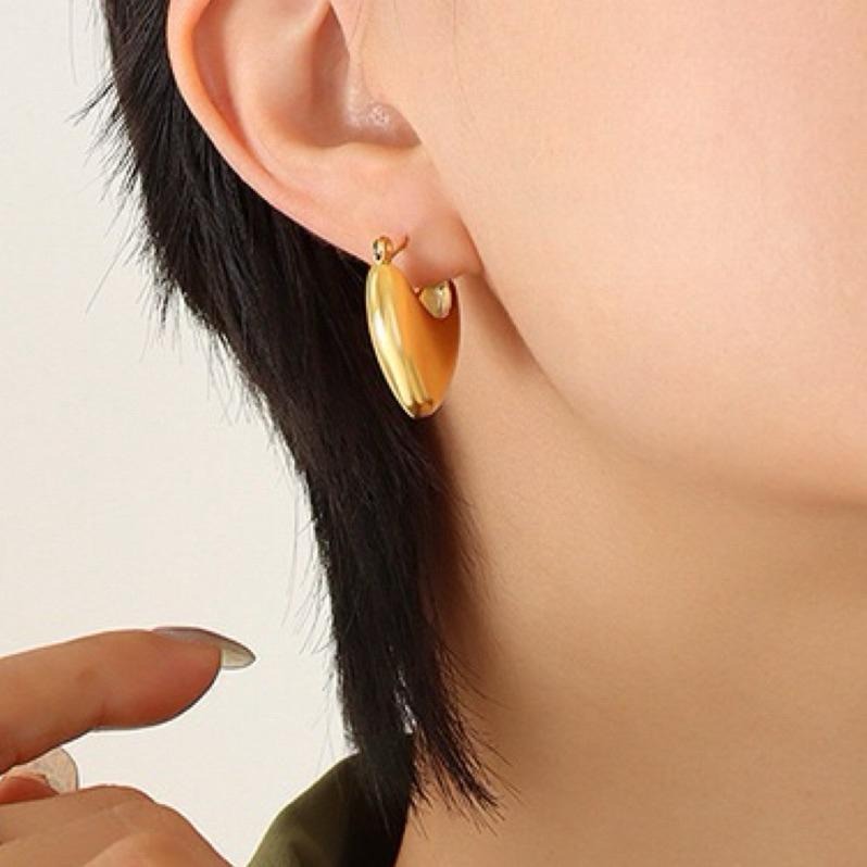 【巴西狂野】CityCape©這座城飾۞歐美復古風成熟女鈦鋼不規則獨特耳環18K金輕熟宮廷風愛心復古耳飾禮秋冬物-細節圖2