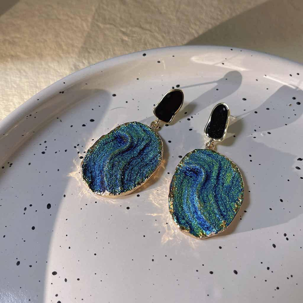 【巴里島度假】CityCape©這座城飾۞小紅書爆款｜雙翼款克萊因藍色紋理耳環｜小眾設計｜時尚網紅慵懶高級海灘風-細節圖5