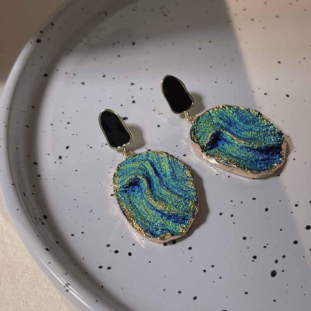 【巴里島度假】CityCape©這座城飾۞小紅書爆款｜雙翼款克萊因藍色紋理耳環｜小眾設計｜時尚網紅慵懶高級海灘風-細節圖6