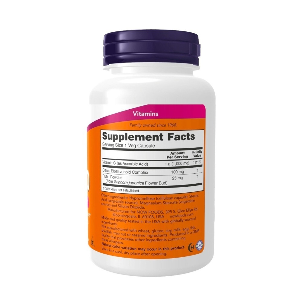 now foods 維生素C-1000 柑橘生物類黃酮含蘆丁粉（來自槐花花蕾），250粒/100粒【素食Vegan】-細節圖3