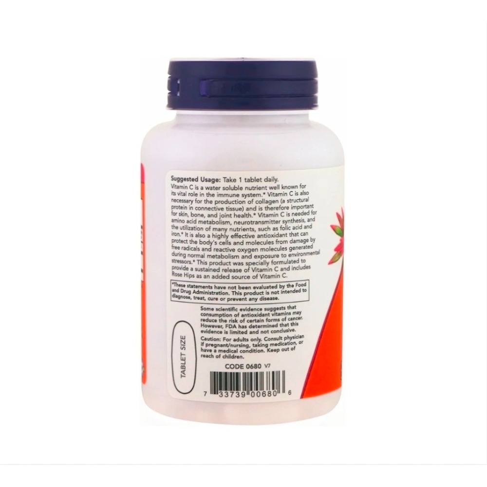 【現貨】維生素C-1000玫瑰果柑橘生物類黃酮複合物100粒，now foods 維生素C-1000 玫瑰果，250粒-細節圖5