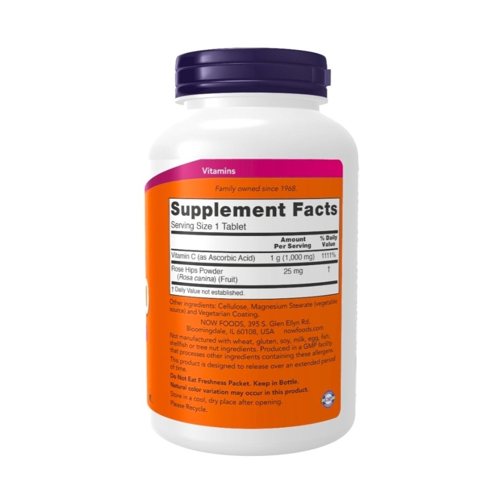 【現貨】維生素C-1000玫瑰果柑橘生物類黃酮複合物100粒，now foods 維生素C-1000 玫瑰果，250粒-細節圖8