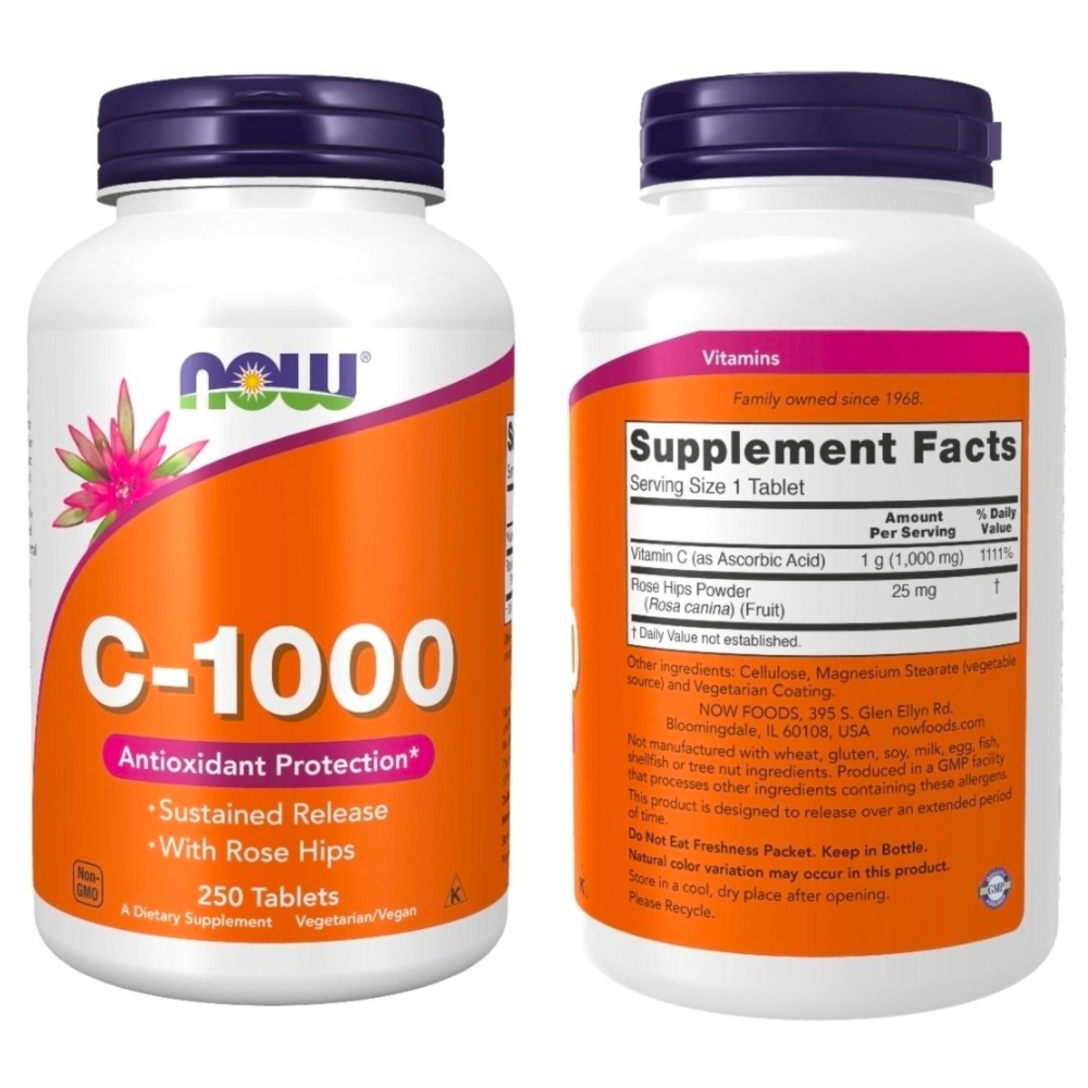 【現貨】維生素C-1000玫瑰果柑橘生物類黃酮複合物100粒，now foods 維生素C-1000 玫瑰果，250粒-細節圖10