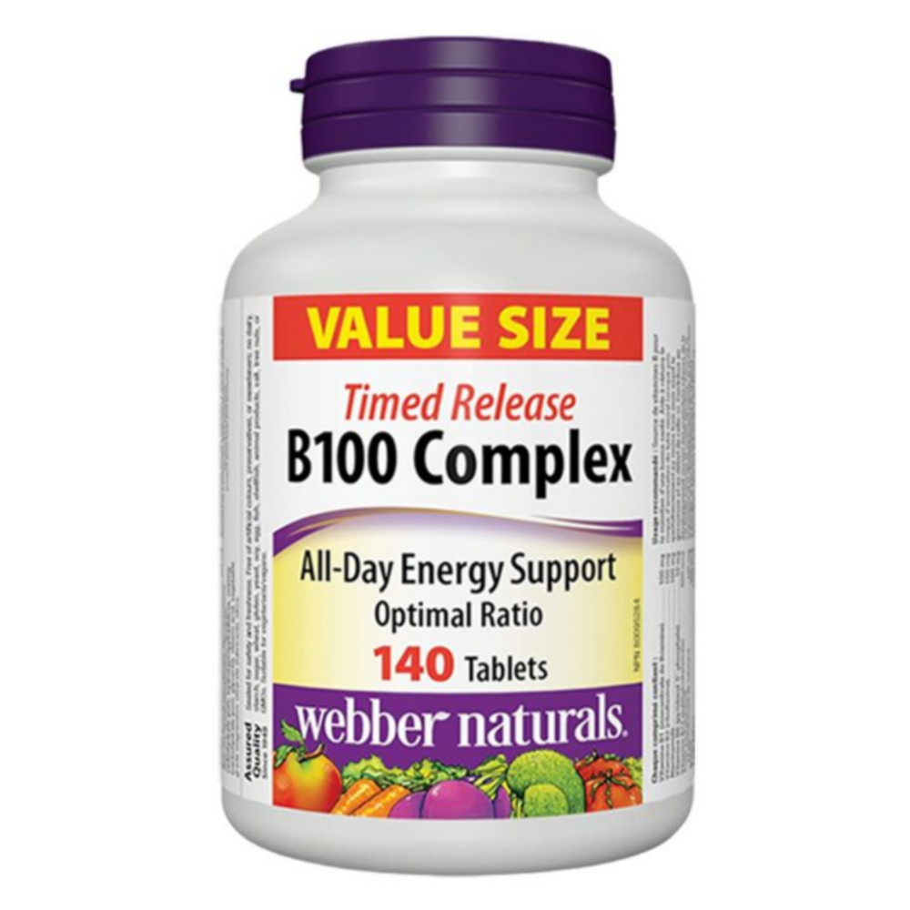 【現貨】偉博天然B100 Complex維生素B群90粒，140粒，B1B2B3B5加拿大Webber Naturals-規格圖3