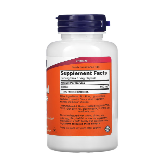 【現貨快速達】肌醇 500mg 100粒 素食 NOW Inositol 可搭配膽-細節圖2