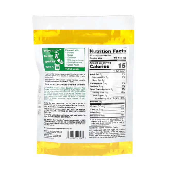 California Gold Nutrition超級食物，Maca秘魯瑪卡根粉 8.5盎司（240克）安地斯山高原瑪卡-細節圖2