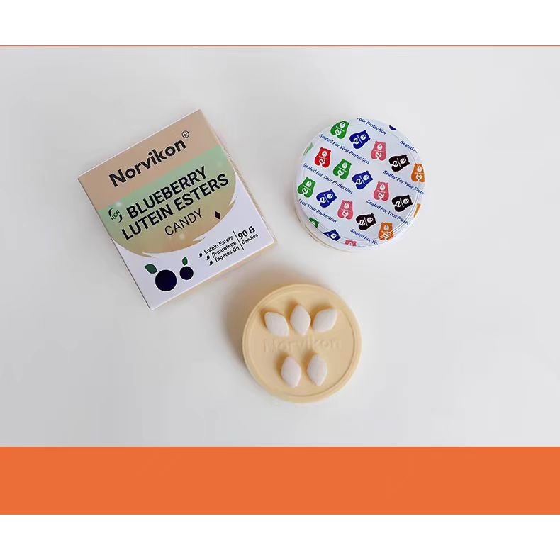 美國Norvikon葉黃素脂藍莓β-胡蘿蔔素90粒兒童中老年咀嚼BLUEBERRY LUTEIN ESTERS-細節圖3