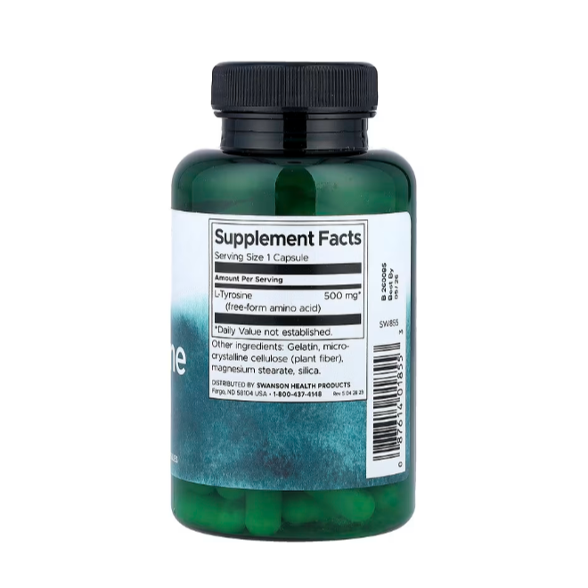 【現貨快速達】美國Swanson L-Tyrosine 左旋酪氨酸 500mg*100粒-細節圖2