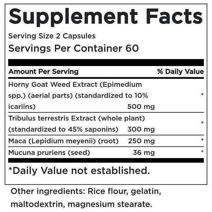 【現貨】淫羊藿刺蒺瑪卡天然多巴胺藜豆120粒刺毛黧豆虎爪 SWANSON Horny Goat Weed Complex-細節圖2