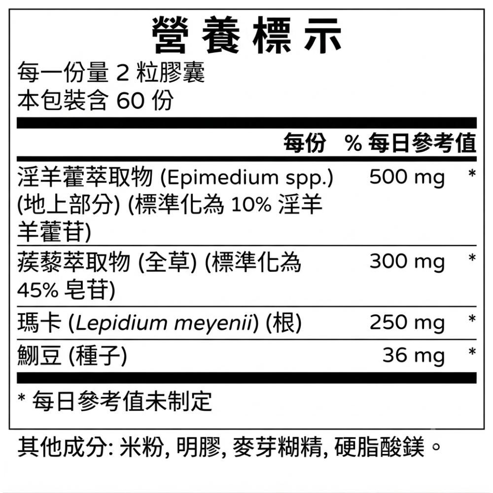 【現貨】淫羊藿刺蒺瑪卡藜豆120粒刺毛黧豆虎爪 SWANSON Horny Goat Weed Complex-細節圖2