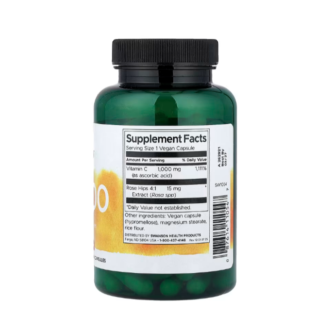 【現貨快速達】美國swanson維C1000玫瑰果維生素C高含量/維C500柑橘生物類黃酮維生素C高含量維他命c-細節圖4