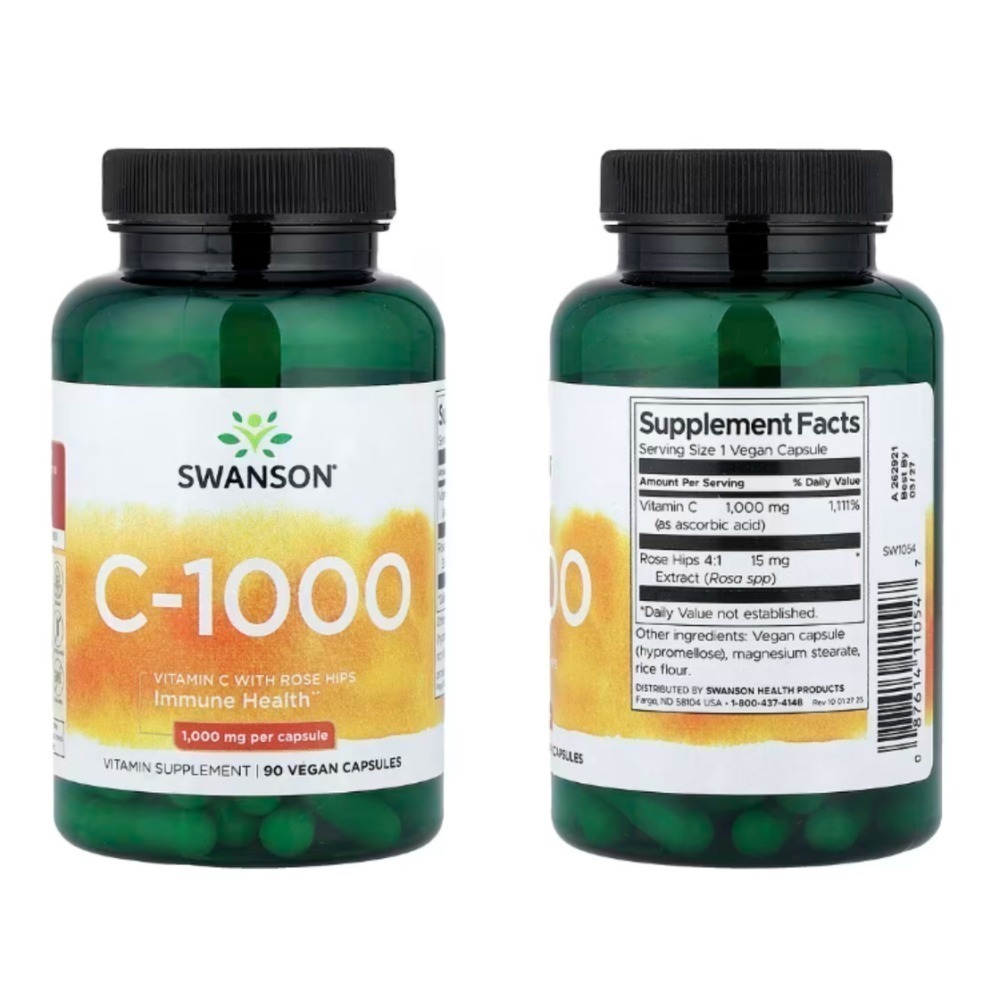 【現貨快速達】美國swanson維C1000玫瑰果維生素C高含量/維C500柑橘生物類黃酮維生素C高含量維他命c-規格圖10