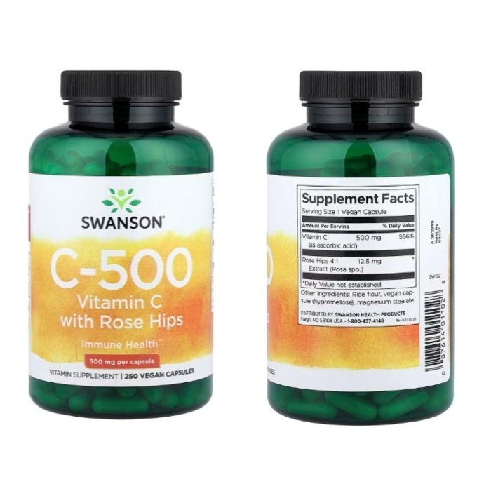 【現貨快速達】美國swanson維C1000玫瑰果維生素C高含量/維C500柑橘生物類黃酮維生素C高含量維他命c-規格圖10