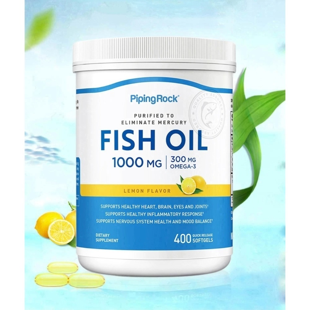 【現貨】深海魚油DHA添加檸檬草油無腥味EPA歐米伽3高濃度1000mg*400粒PipingRock FISH OIL-規格圖4