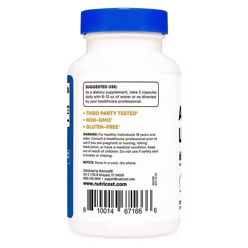 美國Nutricost Alpha Lipoic Acid阿爾法α硫辛酸，每粒300mg，240粒/120粒-細節圖7