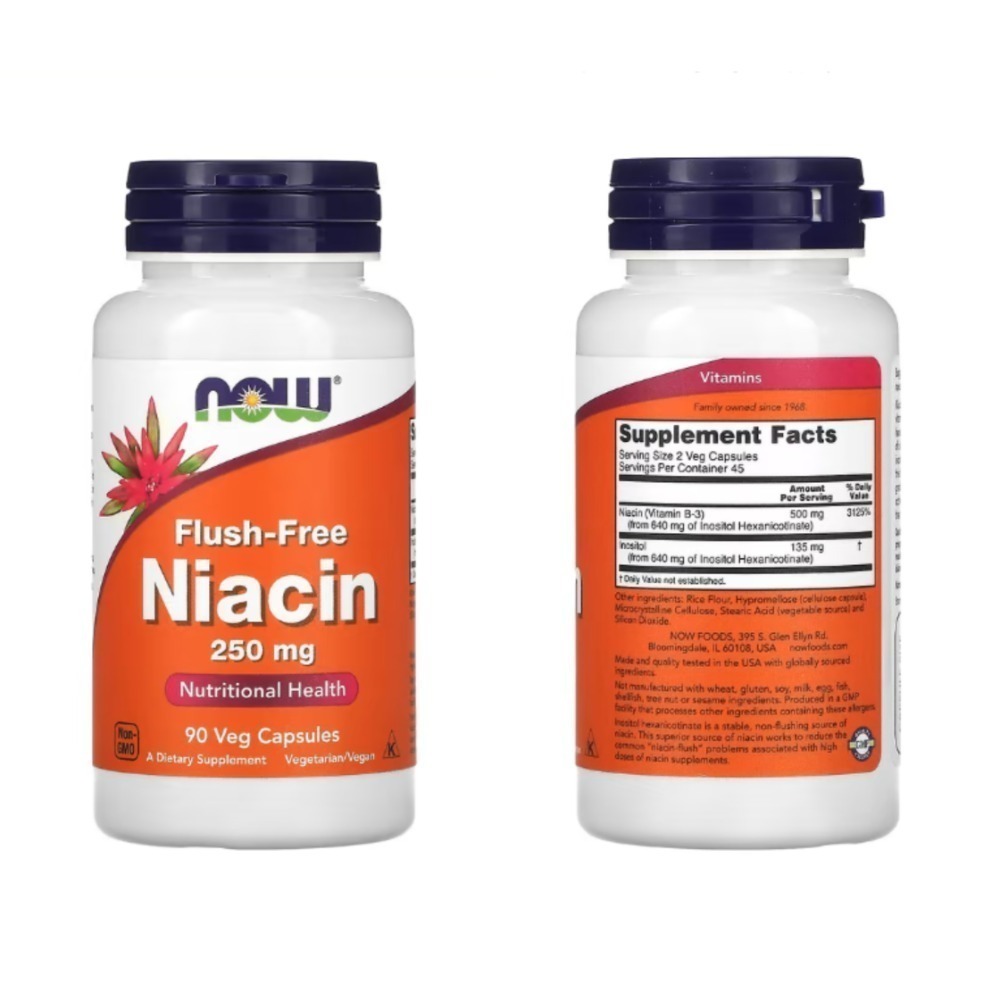 【現貨】美國NOW Foods Niacin，250毫克，500毫克 菸鹼酸維生素B3煙酸緩釋Flush-Free-規格圖7