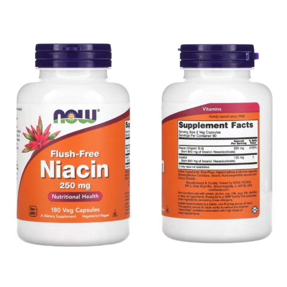 【現貨快速達】美國NOW Foods Niacin，250毫克，500毫克 菸鹼酸維生素B3煙酸緩釋Flush-Free-規格圖7