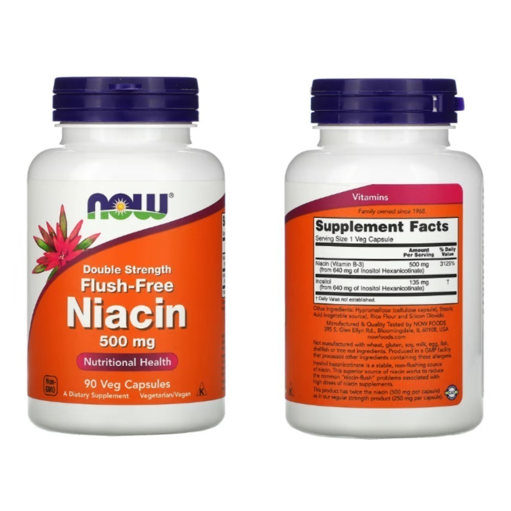 【現貨快速達】美國NOW Foods Niacin，250毫克，500毫克 菸鹼酸維生素B3煙酸緩釋Flush-Free-規格圖7