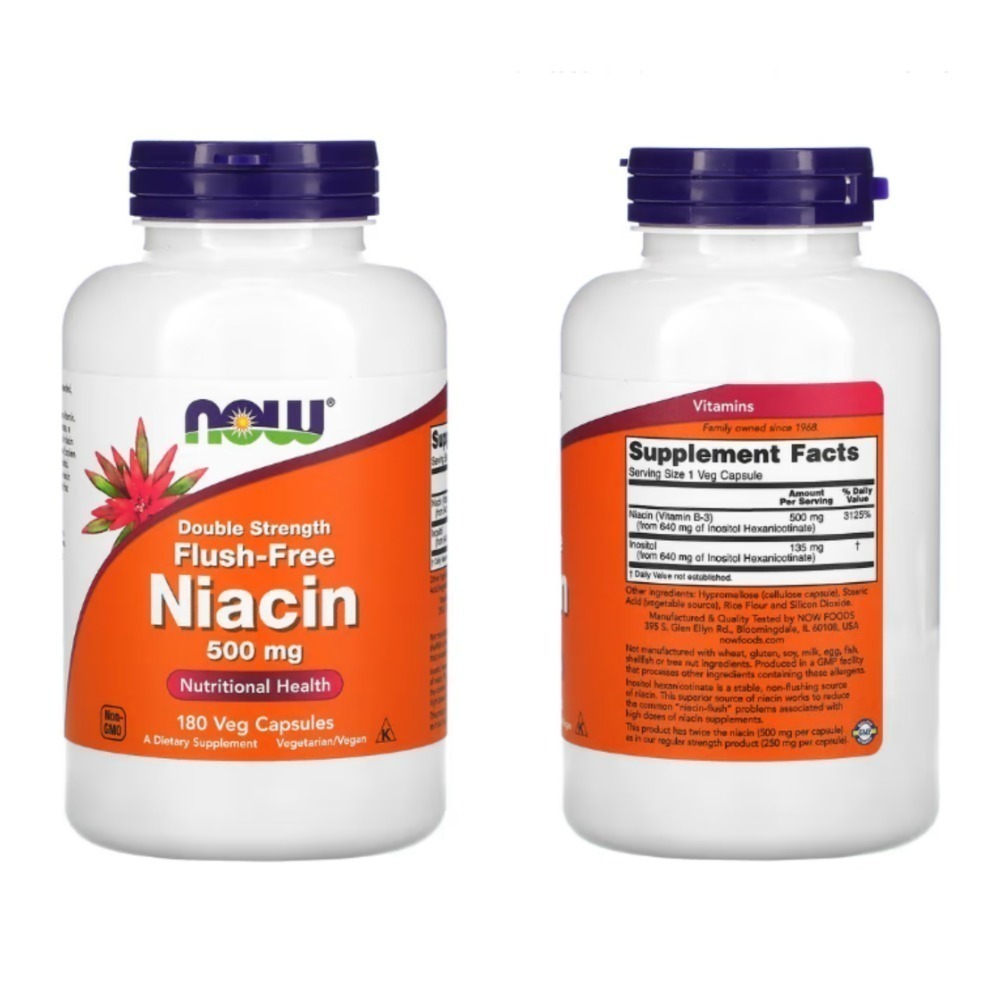 【現貨】美國NOW Foods Niacin，250毫克，500毫克 菸鹼酸維生素B3煙酸緩釋Flush-Free-規格圖7