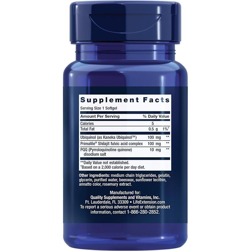 現貨CoQ10泛醇Ubiquinol還原型輔酶Q10含PQQ富裡酸線粒體100mg，30粒 Life Extension-細節圖2