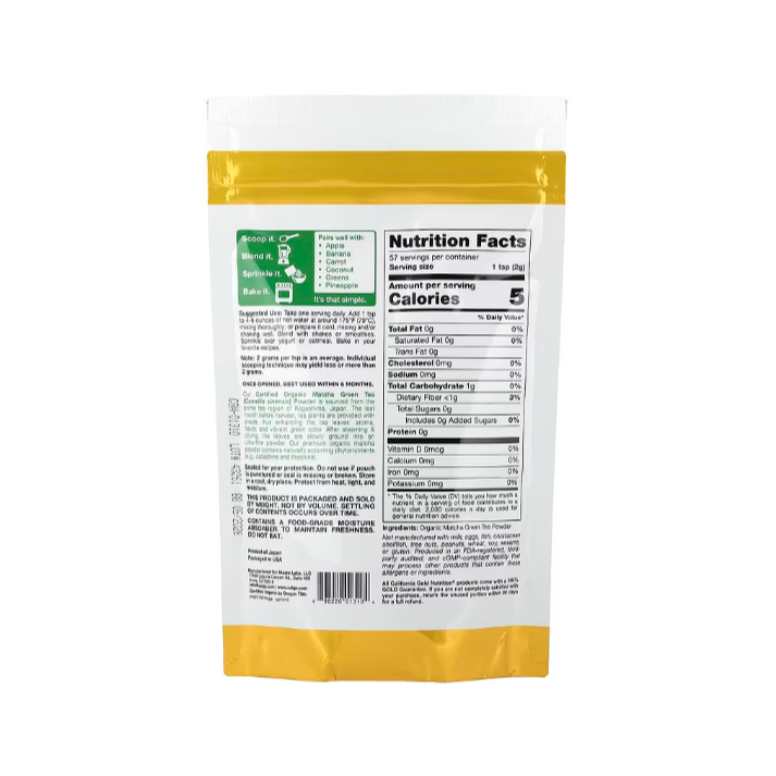 California Gold Nutrition, SuperFoods，超級食物，抹茶綠茶粉，4 盎司（114 克）-細節圖2
