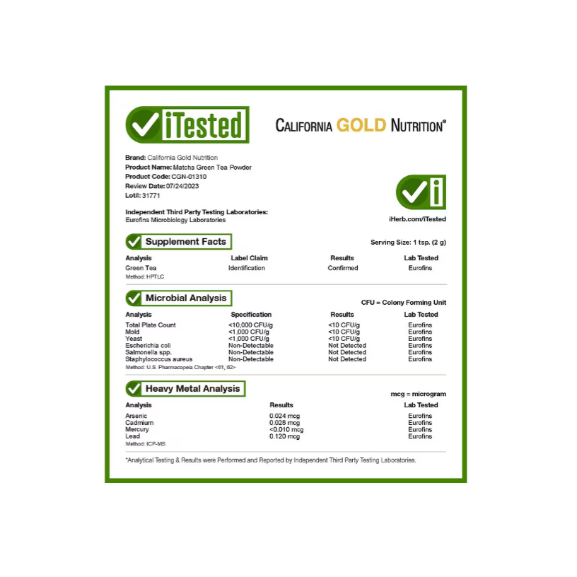 California Gold Nutrition, SuperFoods，超級食物，抹茶綠茶粉，4 盎司（114 克）-細節圖4