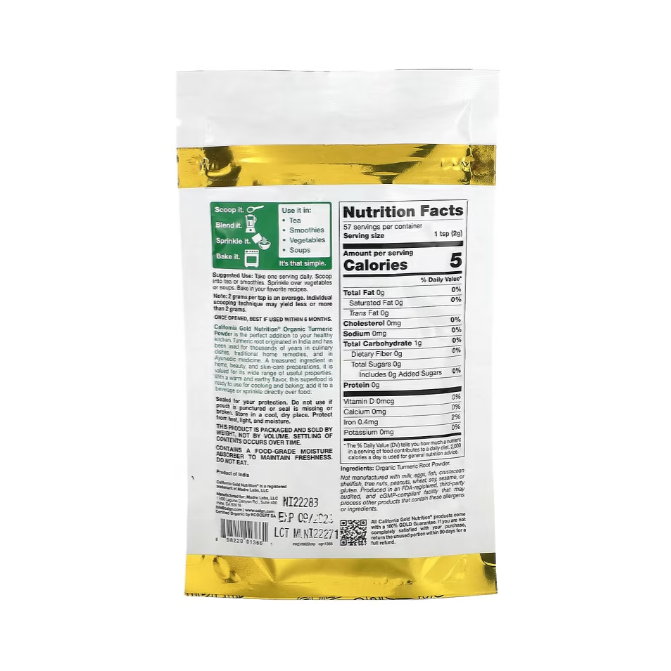 California Gold Nutrition, 超級食物，薑黃粉，4 盎司（114 克）-細節圖2