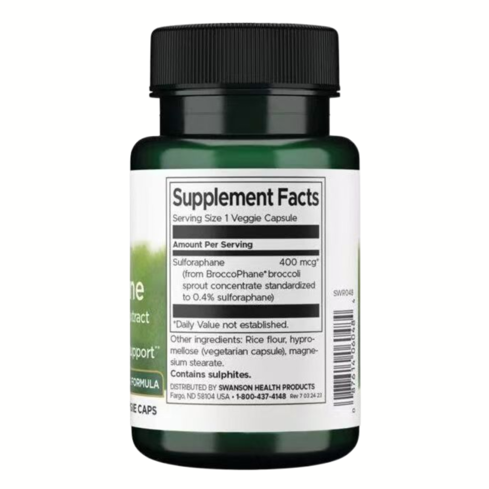現貨Sulforaphane蘿蔔硫素400 mcg，60粒Swanson全素Broccoli專利西蘭花芽萃取物綠花椰菜苗-細節圖2