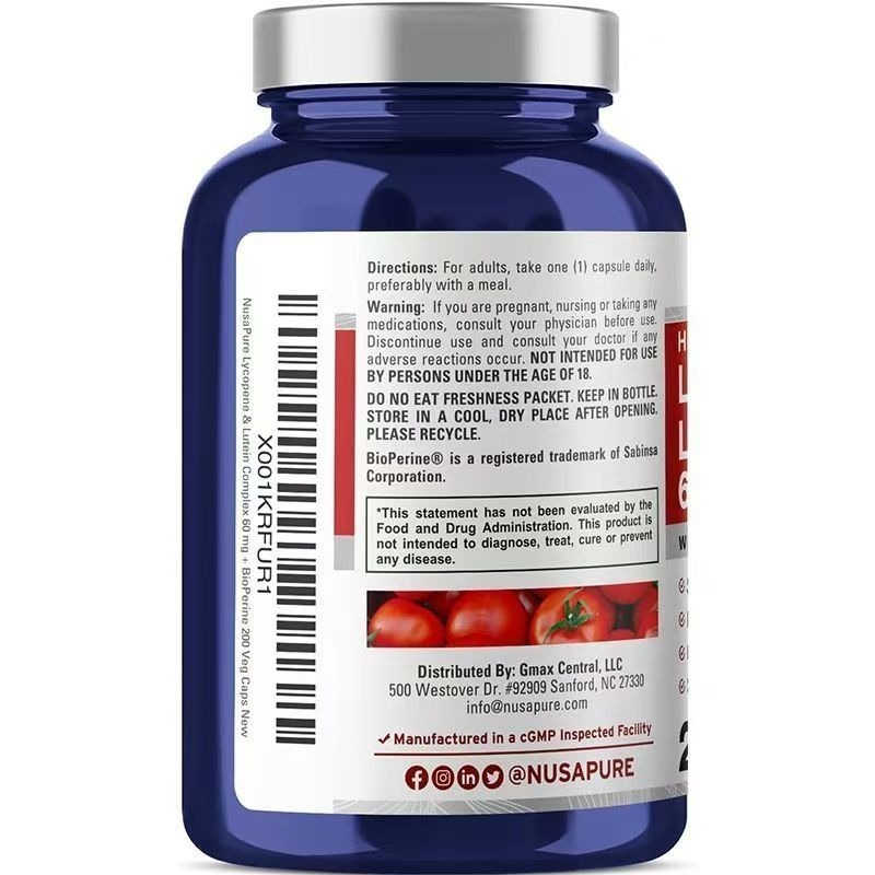 【現貨速達】美國NusaPure Lycopene Lutein番茄紅素和葉黃素複合物200粒-細節圖3