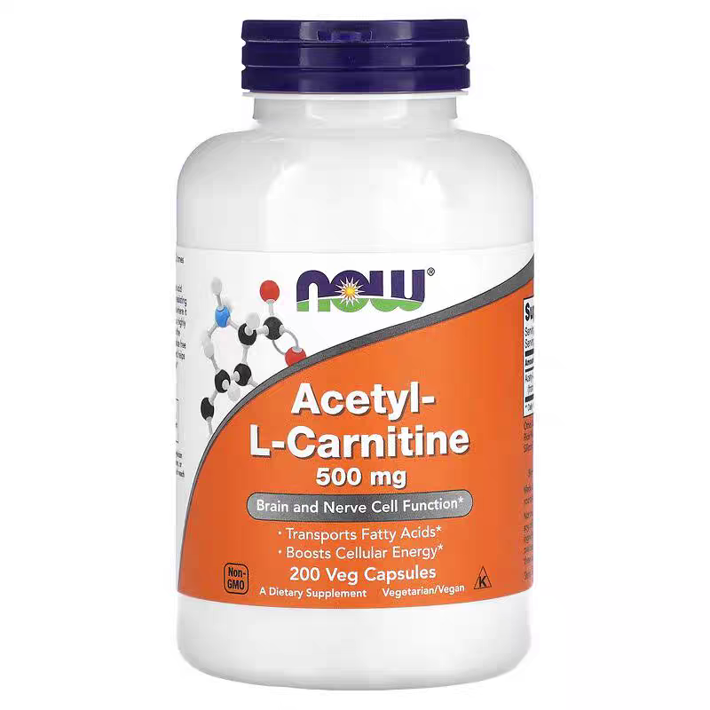諾奧乙醯左旋肉堿，500mg，50粒，100粒，200粒 素食膠囊 now Acetyl-L-Carnitine-細節圖2