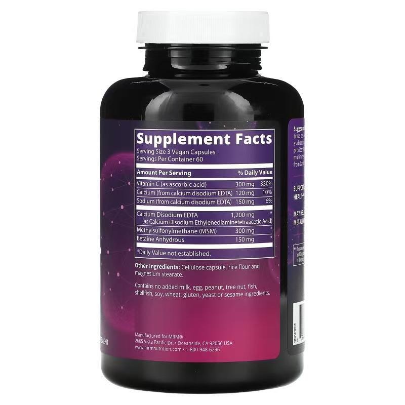 MRM Nutrition,含EDTA的心血管螯合物，180 粒素膠囊 CARDIO CHELATE WITH EDTA-細節圖2
