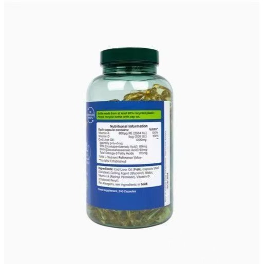 【現貨】荷柏瑞HB富含DHA鱈魚肝油1000mg240粒EPA歐米伽3維生素AD深海魚油高濃度COD LIVER OIL-細節圖2