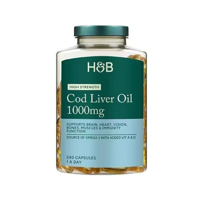 【現貨】荷柏瑞HB富含DHA鱈魚肝油1000mg240粒EPA歐米伽3維生素AD深海魚油高濃度COD LIVER OIL-規格圖6