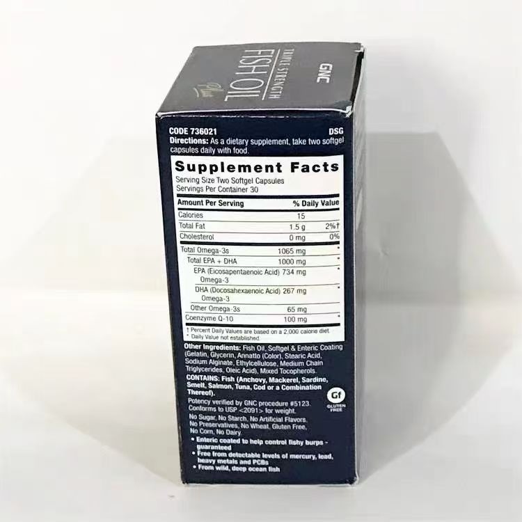 GNC健安喜輔酶Q10三倍深海魚油60粒美商TRIPLE STRENGTH FISH OIL Plus CoQ-10-細節圖2