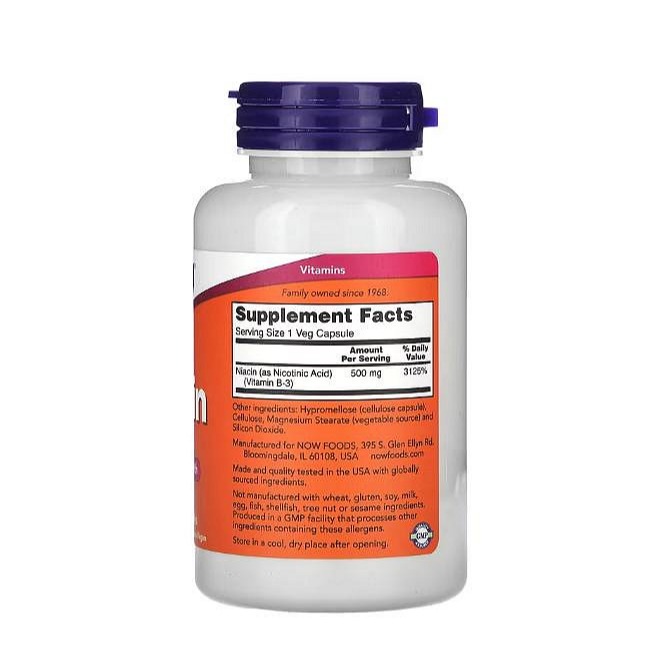 【現貨快速達】美國NOW Foods Niacin 500mg 菸鹼酸維生素B3煙酸，100粒-細節圖2
