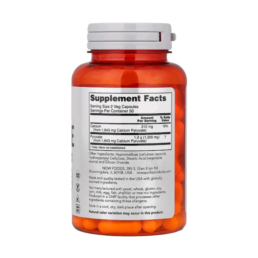 【現貨】NOW Foods, 運動，丙酮酸鹽，600 毫克，100 粒素食膠囊-細節圖2