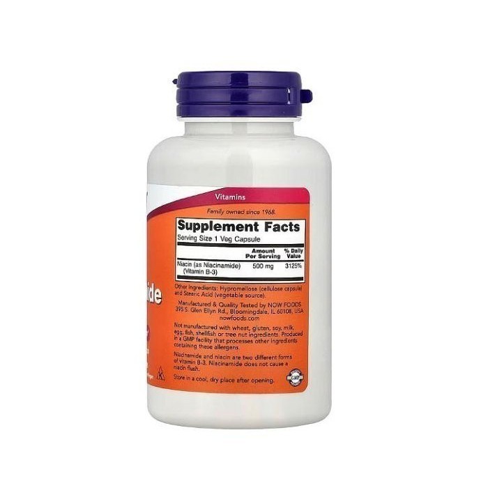 【現貨】NOW Foods美國Niacinamide菸鹼醯胺維生素B3菸鹼酸 500mg 100粒素食膠囊-細節圖2