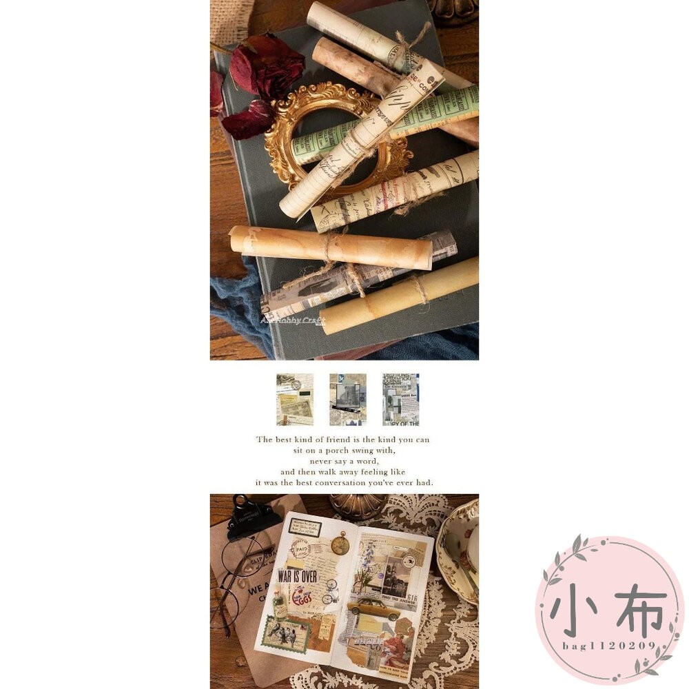 小布點驀然回首-素材紙復古手帳 拼貼手撕 裝飾便條DIY材料 拼貼 彩繪 DIY 手作 蝶古巴特-細節圖9