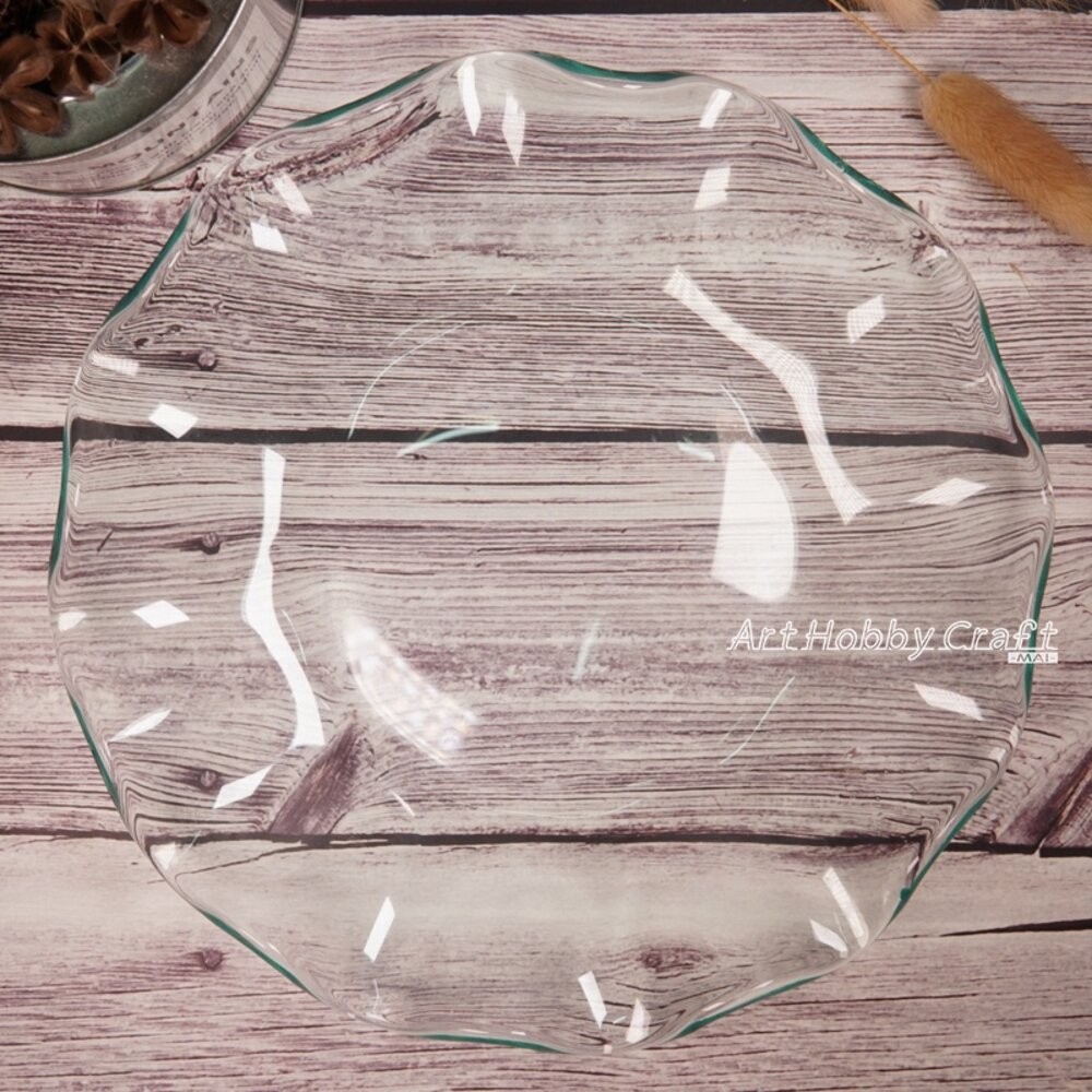 小布點∣玻璃盤∣玻璃盤 荷葉玻璃盤 厚玻璃盤 玻璃圓盤 玻璃方盤 蝶古巴特 拼貼 彩繪 DIY 美勞-細節圖7