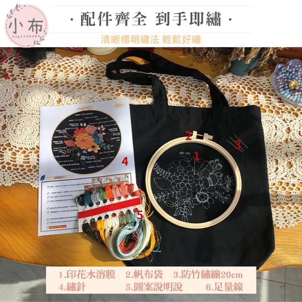 小布點刺繡帆布包DIY材料包自製手工包 手工藝DIY 親子手作 兒童手作 DIY 美勞 手作材料 手作 安親班-細節圖3