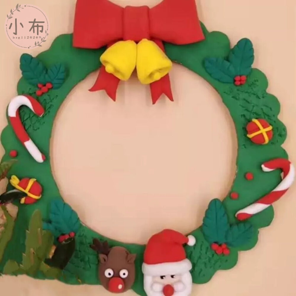 小布點︱合板木質花環︱花邊花圈 DIY 黏土底板 聖誕裝飾 新年 裝飾品 兒童創意繪畫 木質掛版 木板吊飾-細節圖5