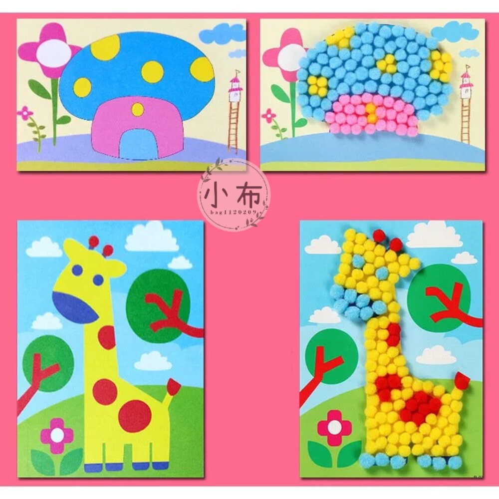 小布點︱毛球畫︱絨球貼畫 配送膠水-diy材料包 美勞 手作 幼稚園 安親班 補習班-細節圖3