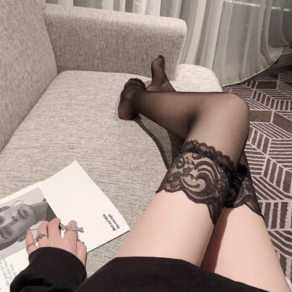 愛如潮水❤ 蕾絲絲襪 黑色絲襪 白色絲襪 情趣絲襪 性感絲襪 高筒絲襪 蕾絲-細節圖3